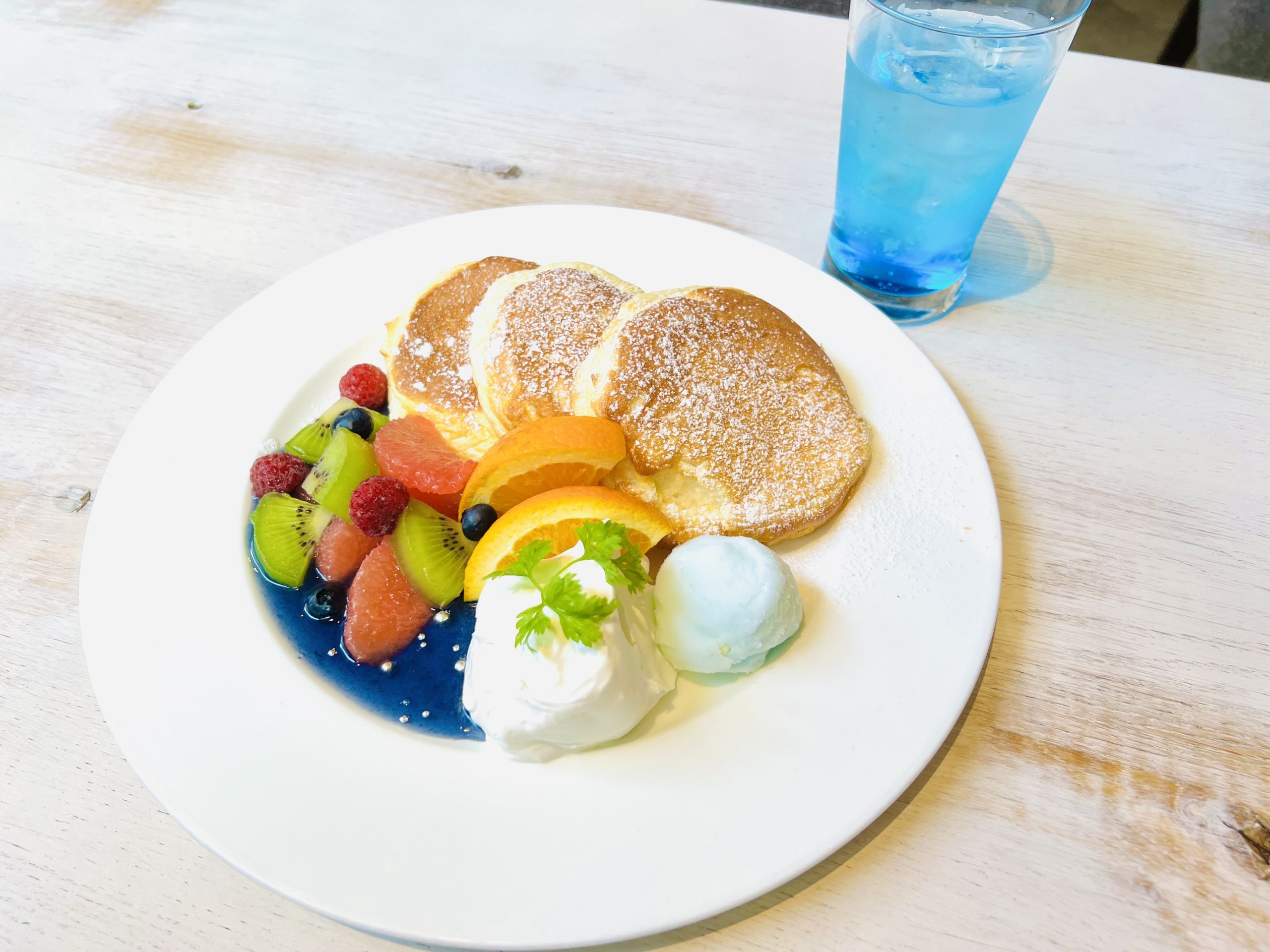 ミンメイパンケーキ＆柚子ソーダドリンク